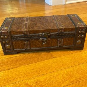 NWT Leather and wood decorative box